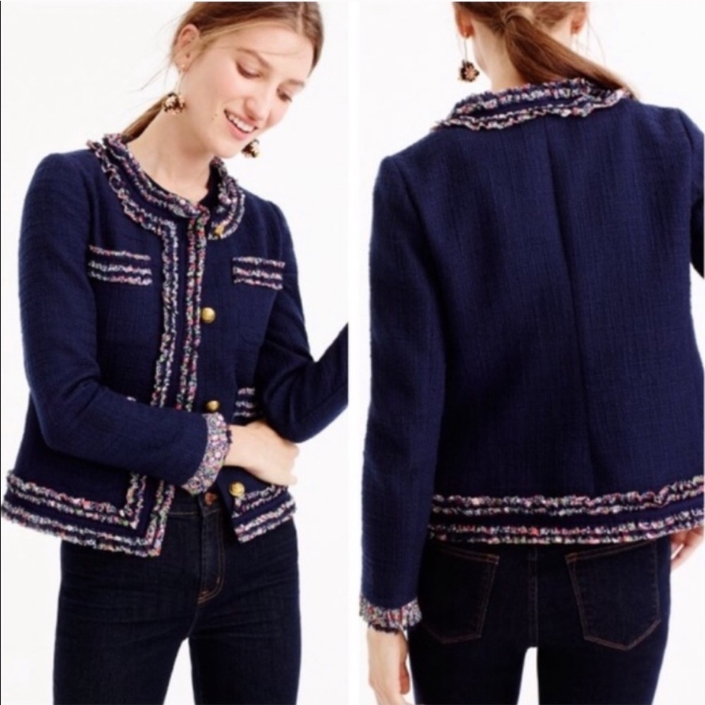 J.CREW Lady Tweed Jacket Liberty Floral Trim 4